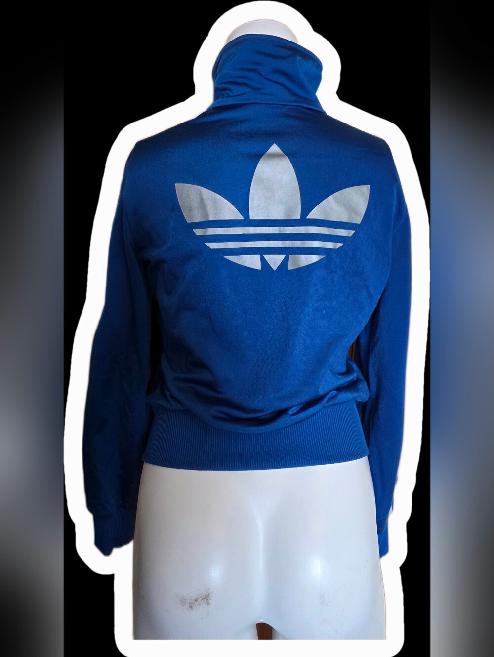 Adidas Women’s Blue Varsity Track Jacket with Silver Stripes - Picture 3 of 3